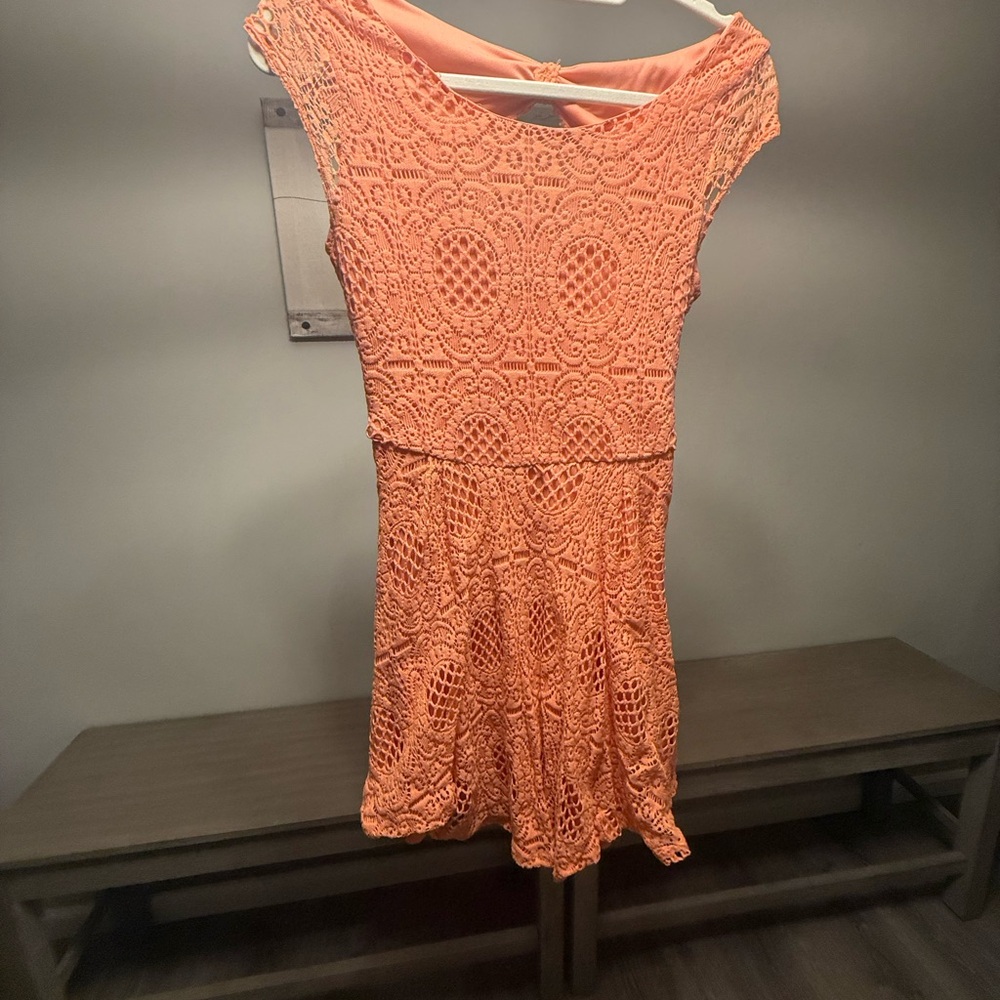 BCX Orange Lace Mini Dress